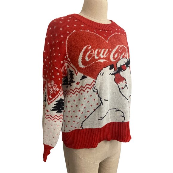 Coca-Cola Polar Bear Ugly Christmas Sweater XS Red/White Coca-Cola Logo - Picture 2 of 11